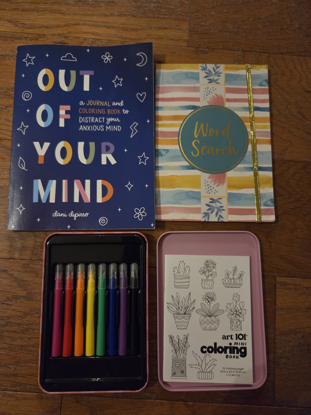 Our Of Your Mind Journal, Art Color Tin Set & Word Search.